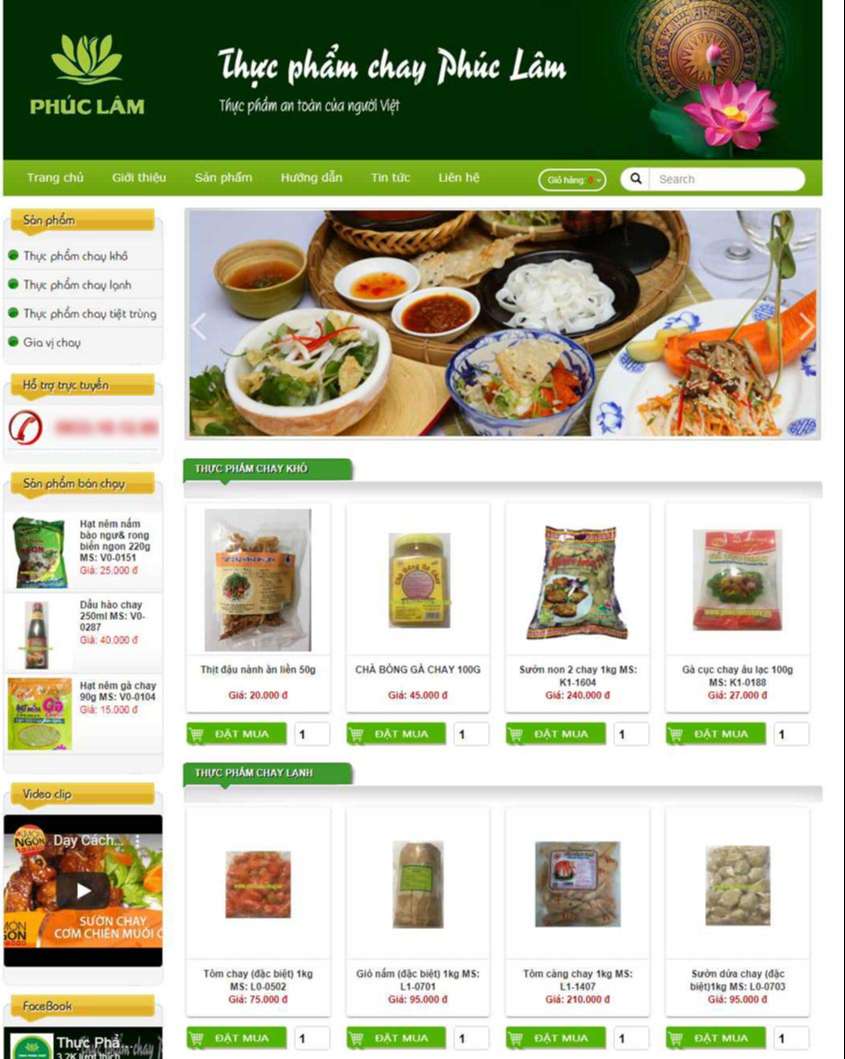 Thiết kế website thực phẩm khu vực quận Tân Phú giá rẻ