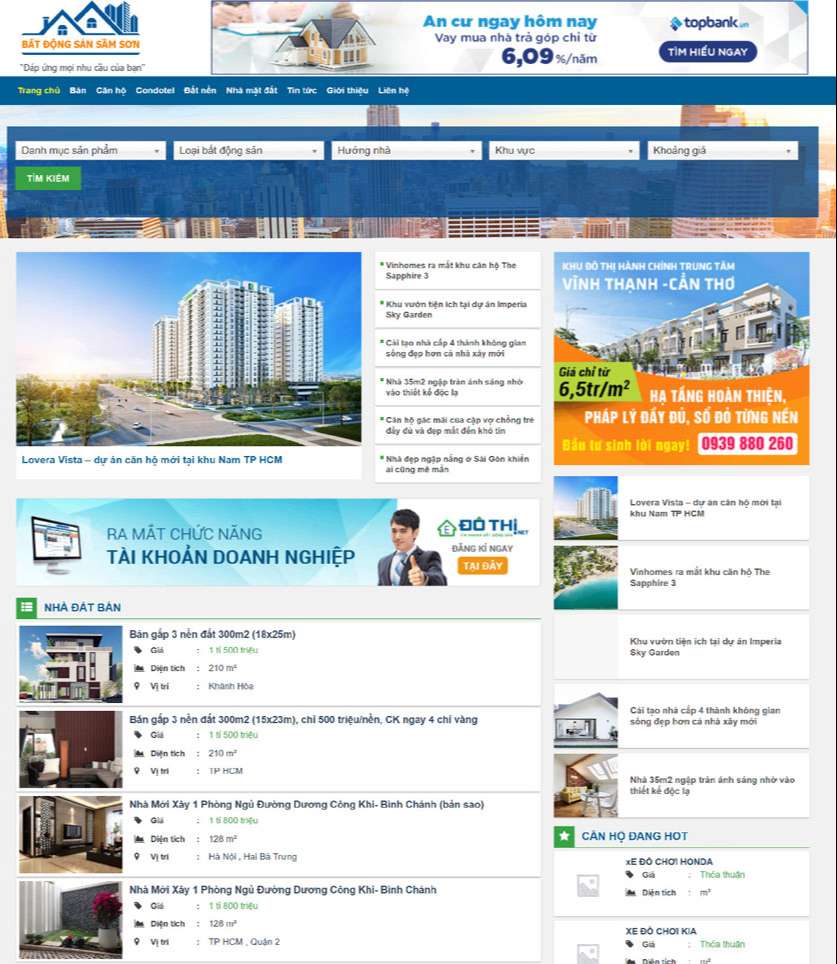 thiết kế website bất động sản khu vực Tp.Thủ Đức chuẩn seo, giá rẻ
