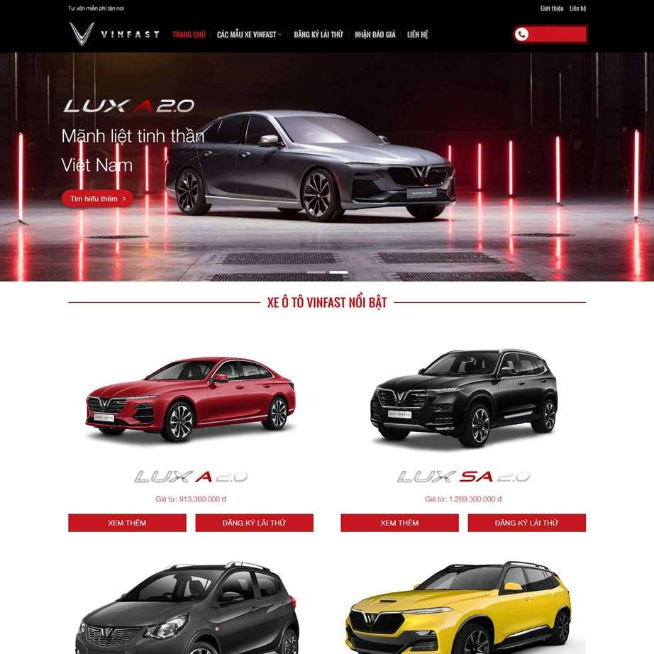 Dịch vụ thiết kế website bán ô tô khu vực quận 7 của 365ZINA