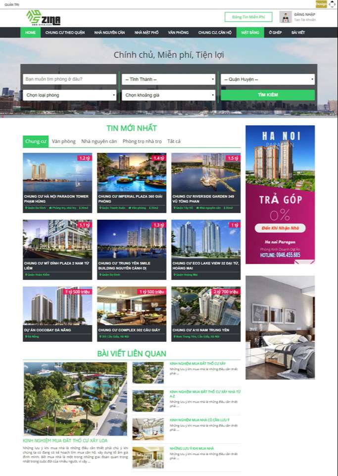 thiết kế website bất động sản khu vực Phú Nhuận