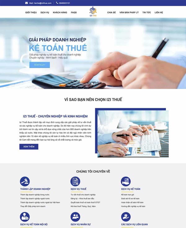 Dịch vụ thiết kế website giới thiệu công ty dịch vụ kế toán tại TPHCM