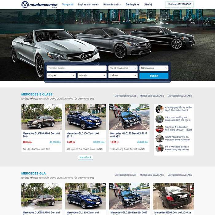 Thiết kế website bán ô tô khu vực huyện Bình Chánh uy tín