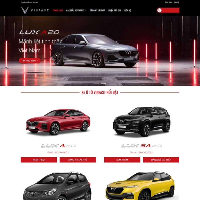 Dịch vụ thiết kế website bán ô tô khu vực quận 10 của 365ZINA
