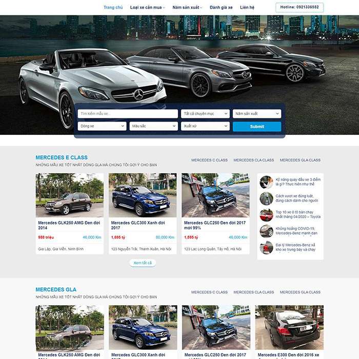 dịch vụ thiết kế website bán ô tô khu vực quận 4 của 365ZINA