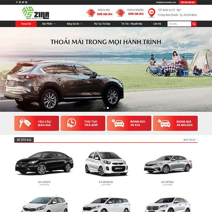 Dịch vụ thiết kế website bán ô tô khu vực quận Gò Vấp của 365ZINA