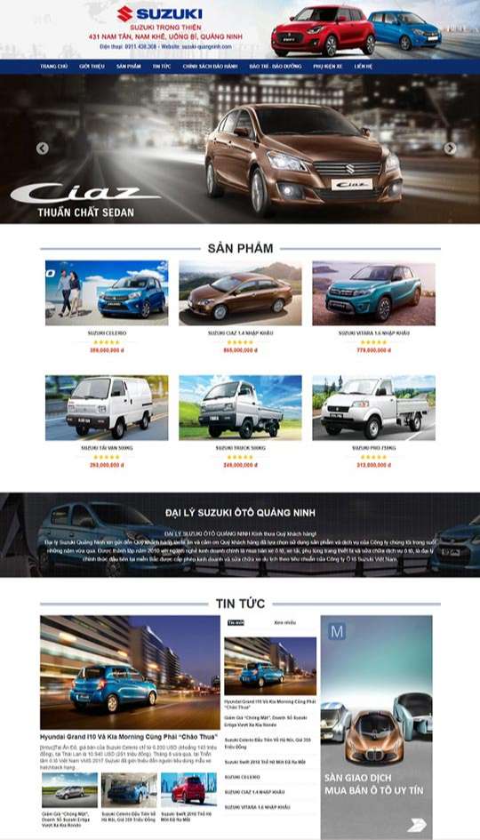 Dịch vụ thiết kế website bán ô tô khu vực quận Tân Phú của 365ZINA