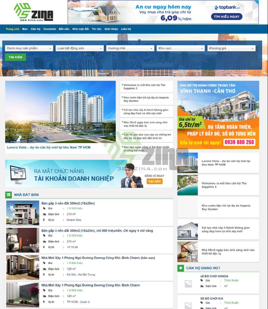 Thiết kế website bất động sản khu vực Hóc Môn