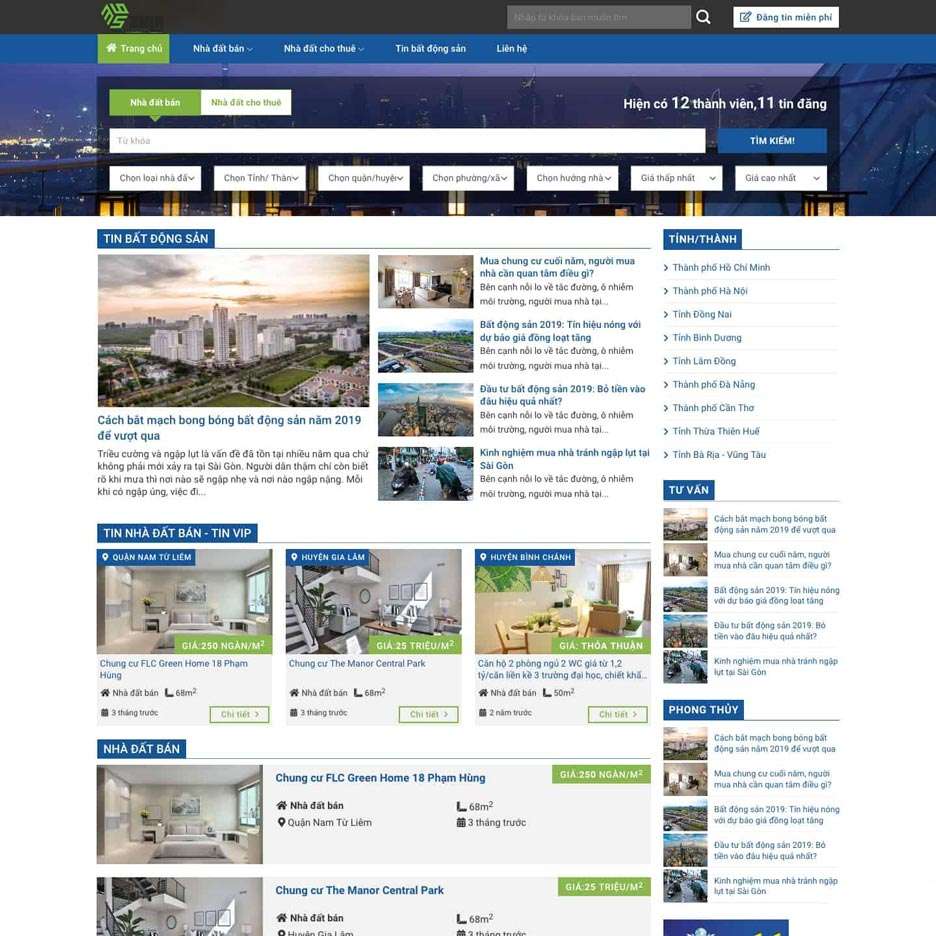 Thiết kế website bất động sản khu vực quận 7 chuẩn SEO, giá rẻ