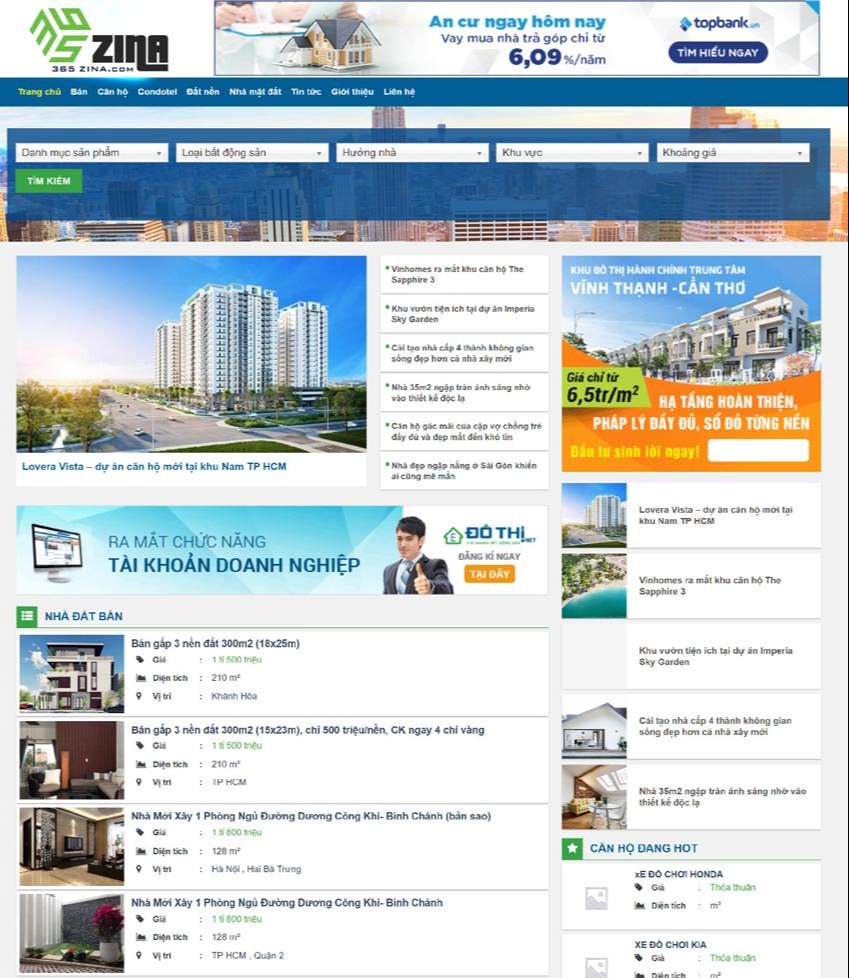 Dịch vụ thiết kế website bất động sản khu vực quận Tân Bình