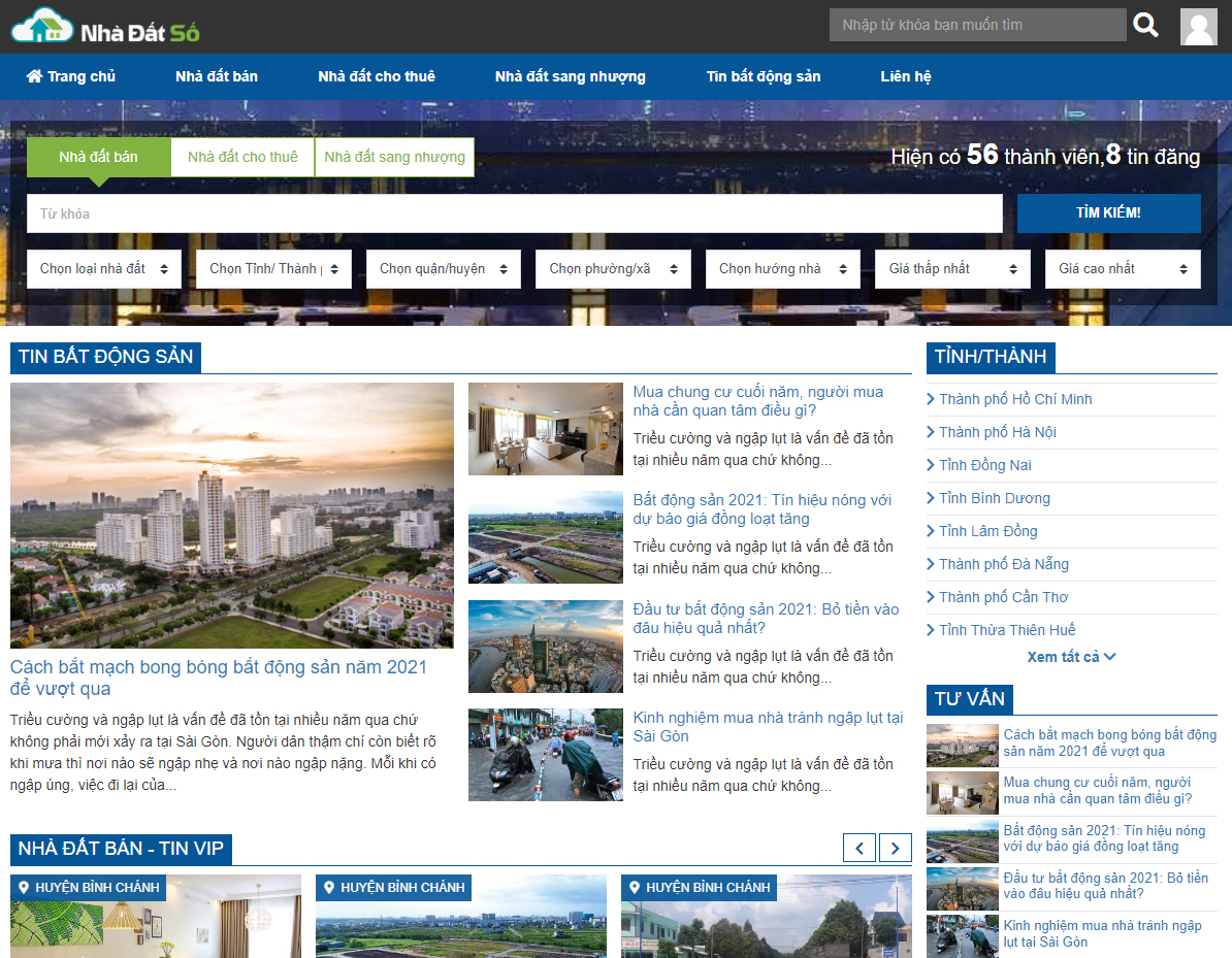 Thiết kế website bất động sản khu vực Bình Dương
