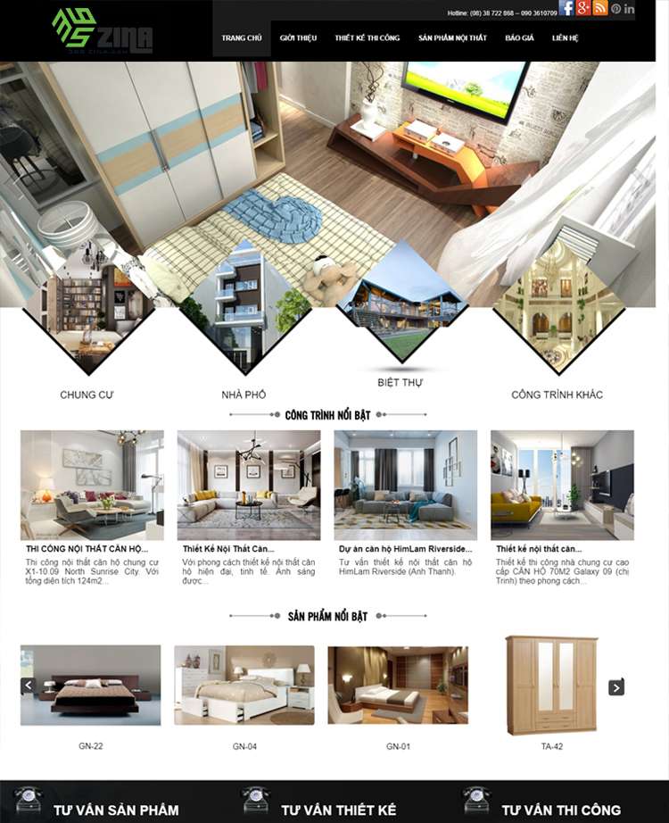 Thiết kế website kiến trúc - nội thất - xây dựng khu vực quận Tân Phú