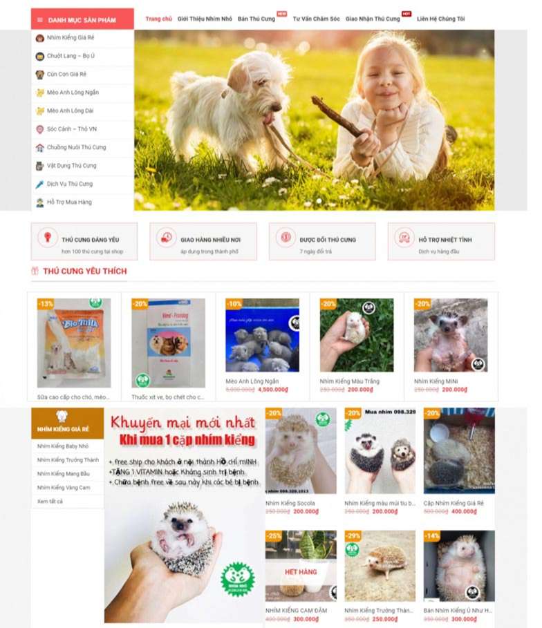 Thiết kế website thú cưng khu vực Bình Thạnh cho cửa hàng