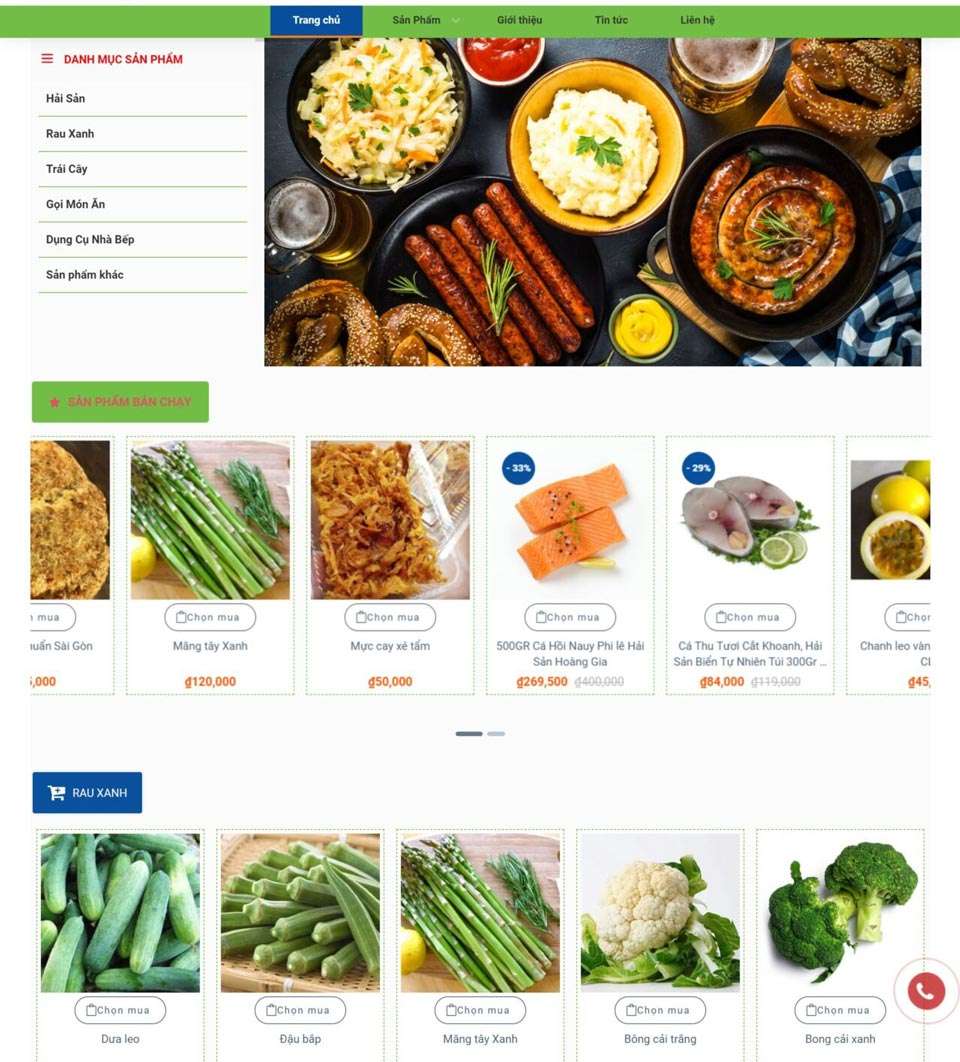 thiết kế website thực phẩm khu vực Hóc Môn cho doanh nghiệp