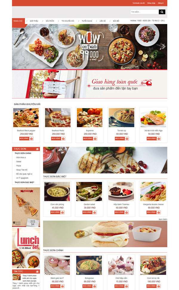 Dịch vụ thiết kế website thực phẩm tại quận Bình Thạnh của 365ZINA