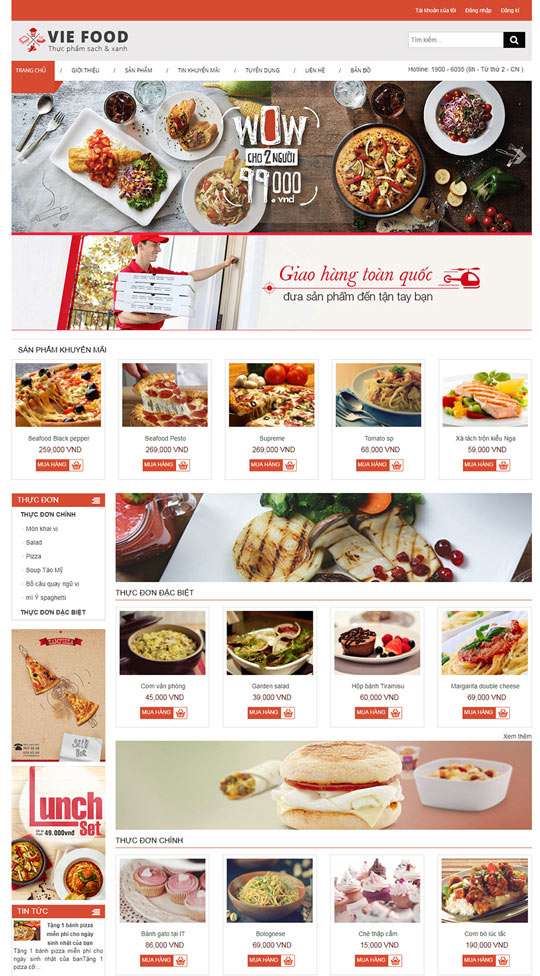 Dịch vụ thiết kế website thực phẩm khu vực quận Bình Tân