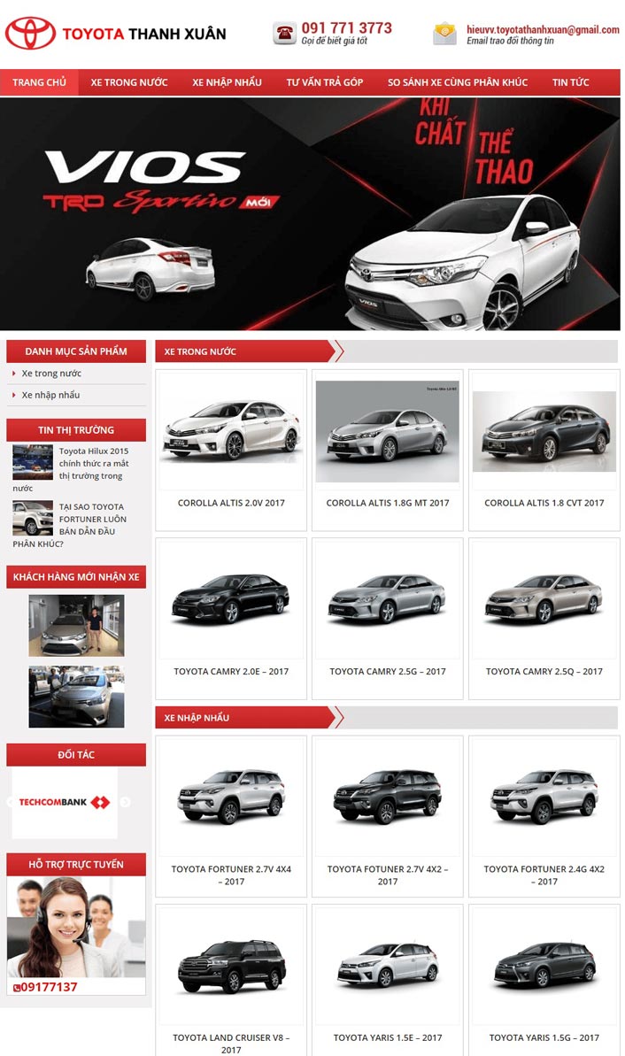 Dịch vụ thiết kế website xe hơi khu vực Bình Dương